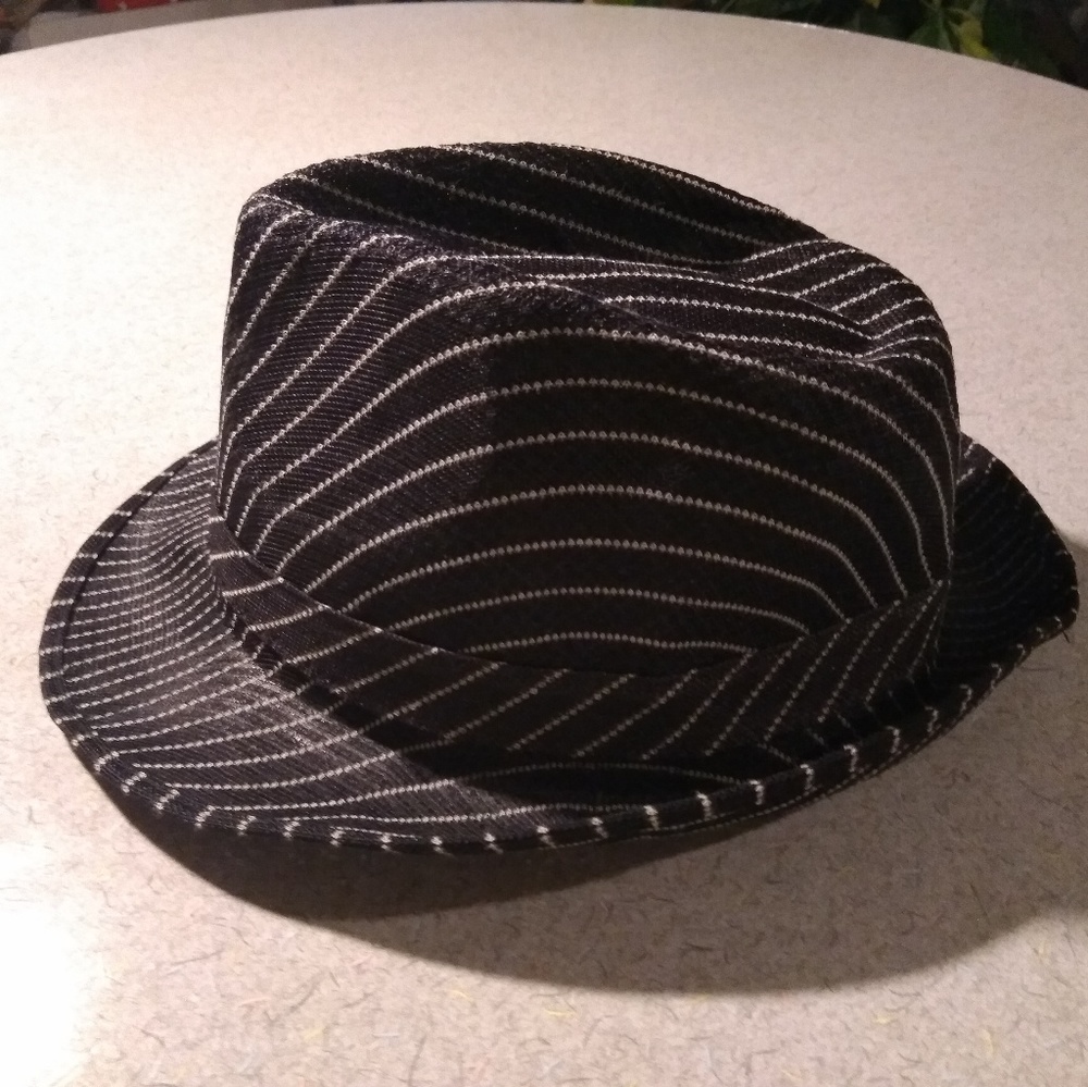 Woven pinstripe Fedora hat